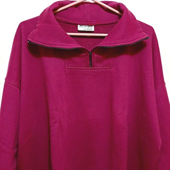 Men's Pullover Sweater. Solid Color in Wine Burgundy. Quarter Zip - Picture 4 of 8